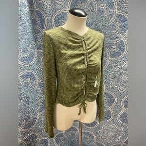 Cropped long sleeve open sweater